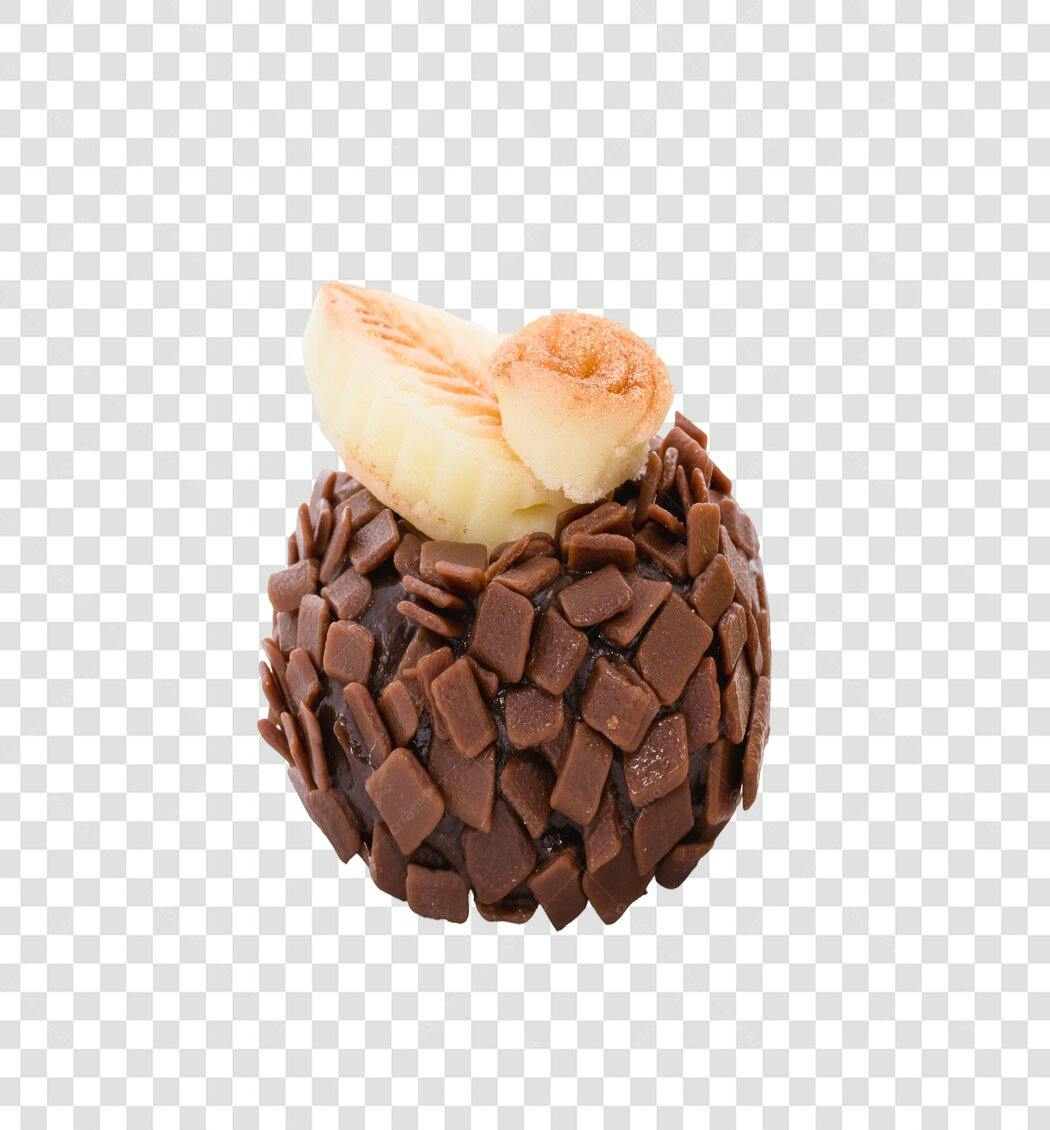 Doce brigadeiro gourmet chocolate banana PNG com fundo transparente