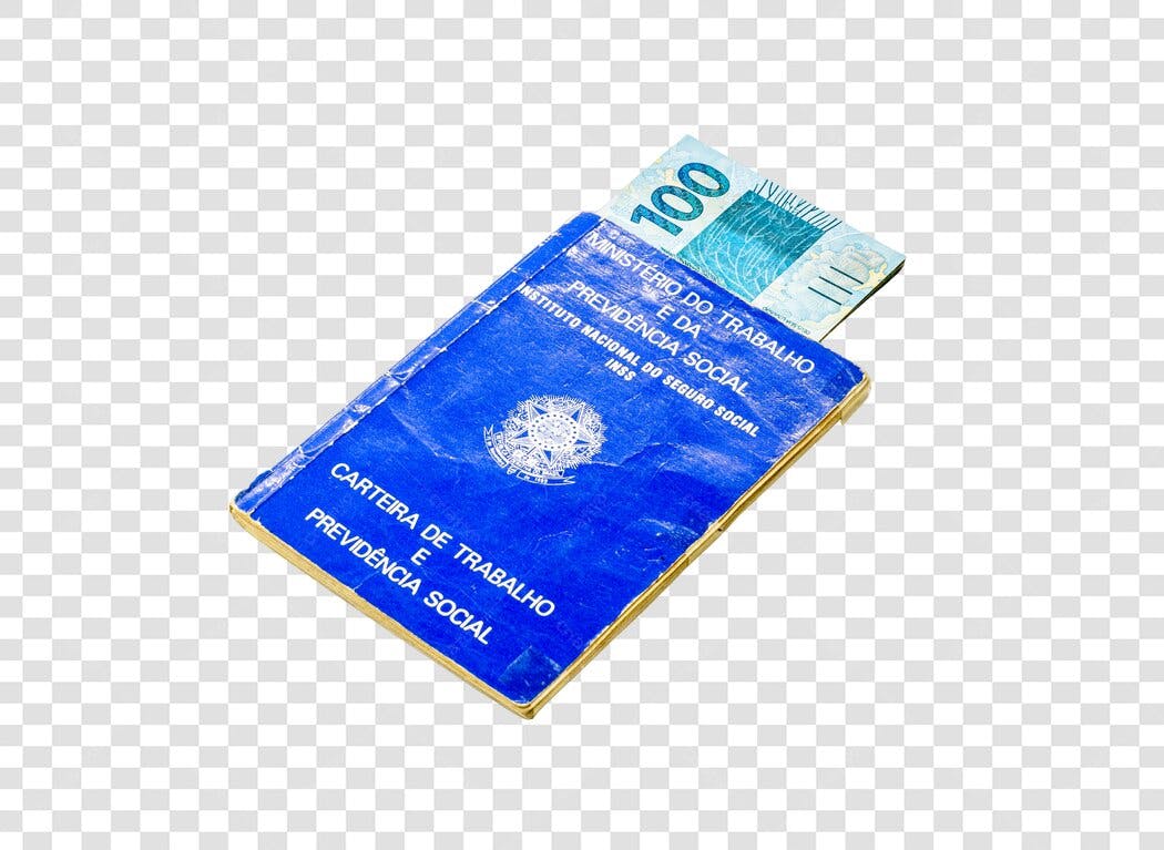 Elemento Gráfico Carteira de Trabalho e Salário 100 Reais PNG com fundo transparente