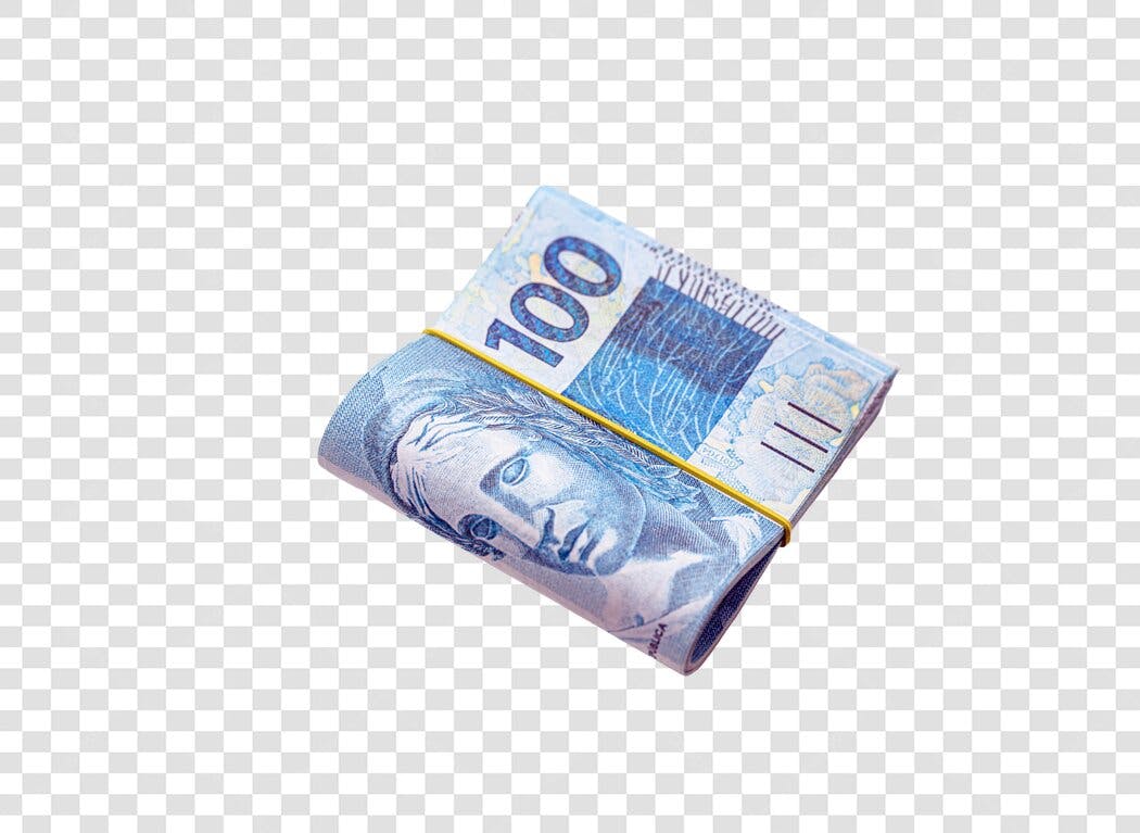 Notas de 100 Reais para Finanças Economia Azul Amarelo PNG com fundo transparente