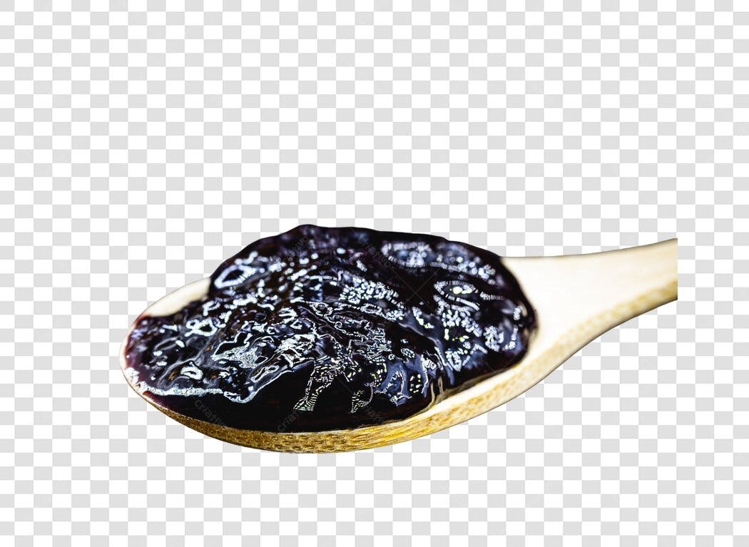 Foto Recorte Geléia de Frutas Escuras em Colher de Pau PNG com fundo transparente