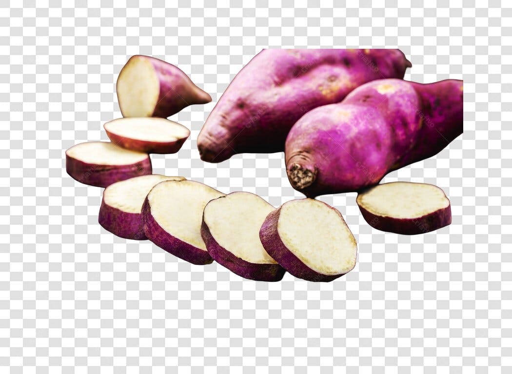 Coleção Batatas Doces Roxas e Fatiadas PNG com fundo transparente