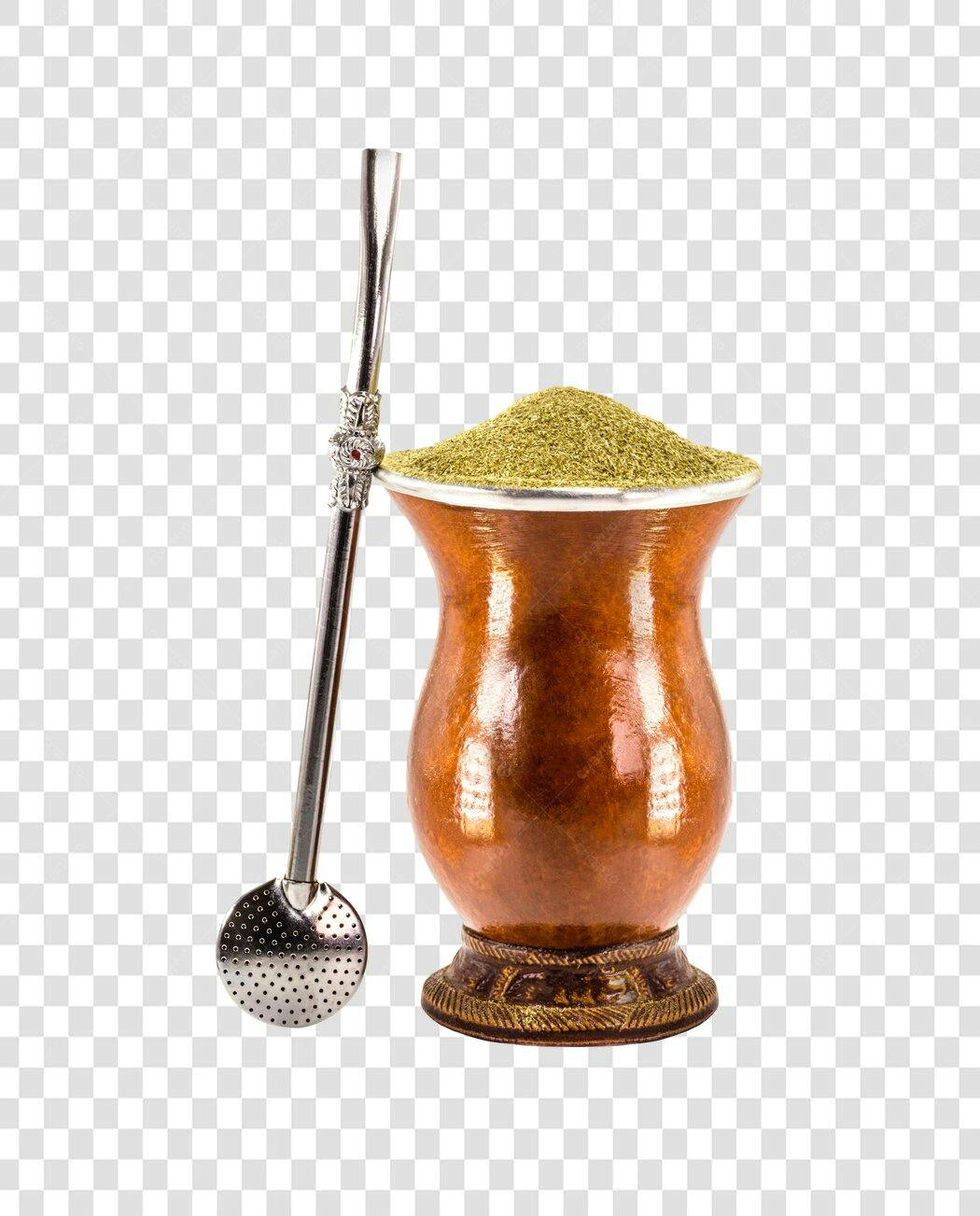 Objeto isolado Cuia de chimarrão erva e bomba PNG com fundo transparente