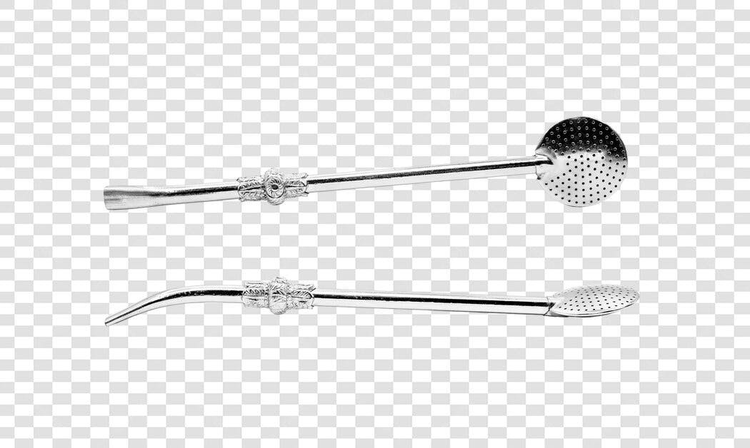 Utensílio para Chimarrão Bombilha prateada estilo tradicional PNG com fundo transparente
