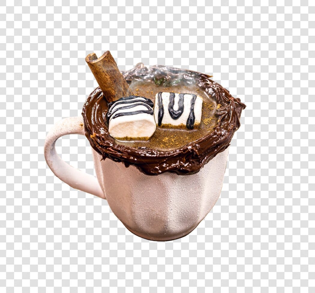 Elemento gráfico Chocolate Quente Marshmallows Canela PNG fundo transparente