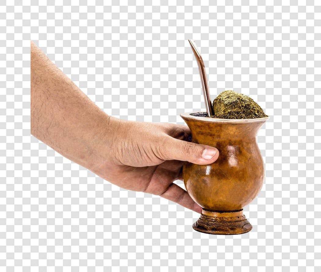 Imagem Mão Segurando Chimarrão Erva Mate Cultura Sulista PNG com fundo transparente