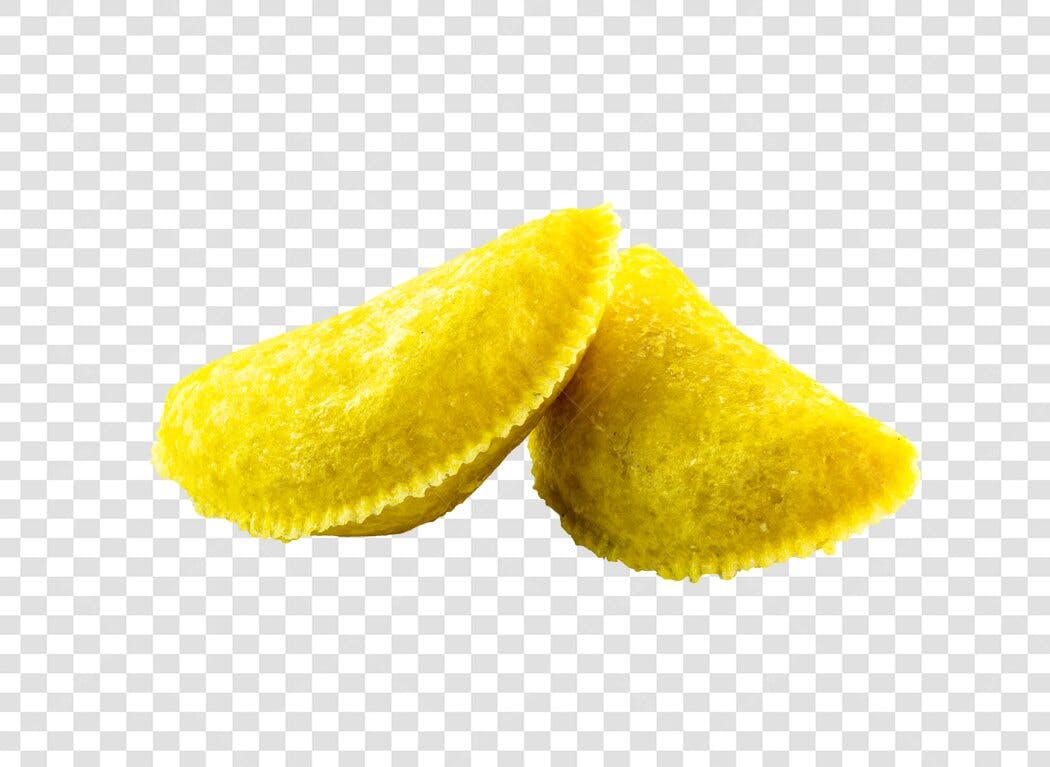 Salgado Frito Duas Empanadas Amarelas Douradas PNG com Fundo Transparente