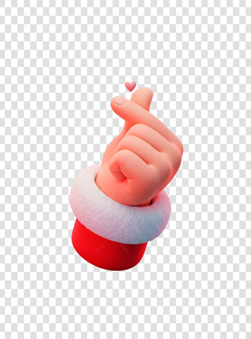 Ícone 3D Mão Coração Coreano K-Pop Rosa Natal PNG com fundo transparente