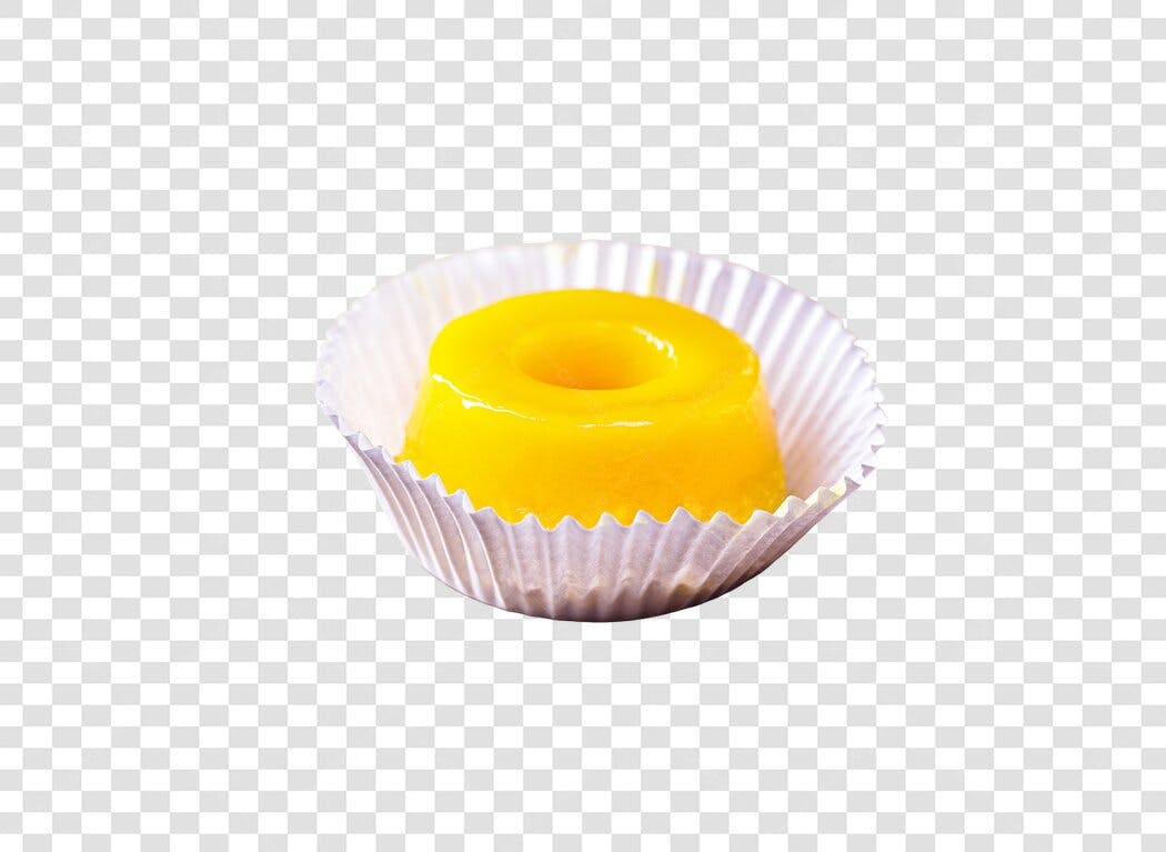 Doce Quindim Individual Amarelo Brilhante para Padaria PNG com fundo transparente