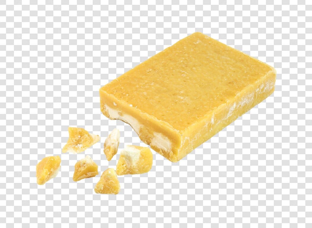 Recorte Culinário Doce de Leite em Barra Amarelo Pedaços PNG com fundo transparente