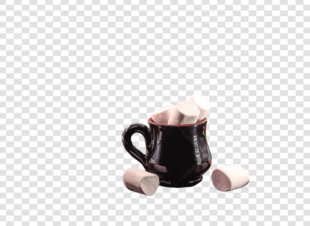 Elemento Gráfico Caneca de Chocolate Quente e Marshmallows PNG com fundo transparente