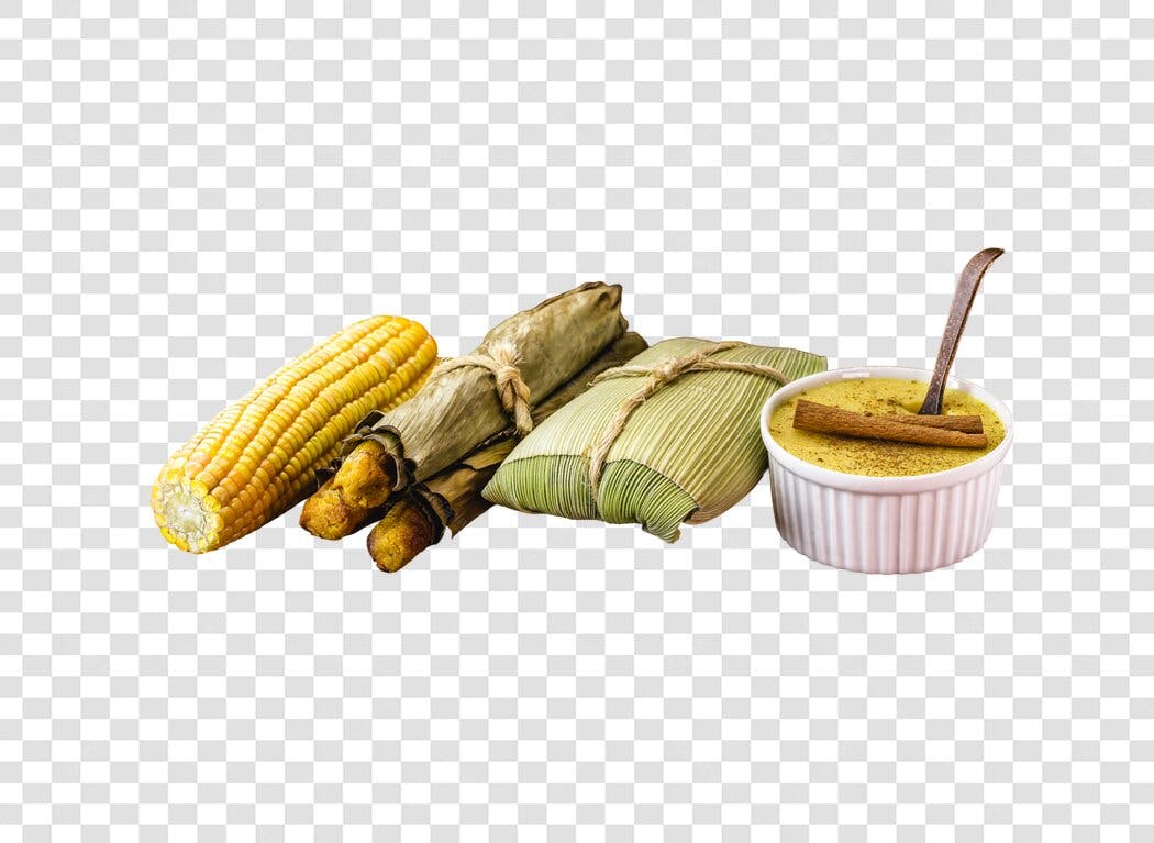 Coleção de Comidas Típicas Milho Pamonha Curau Festa Junina PNG com fundo transparente