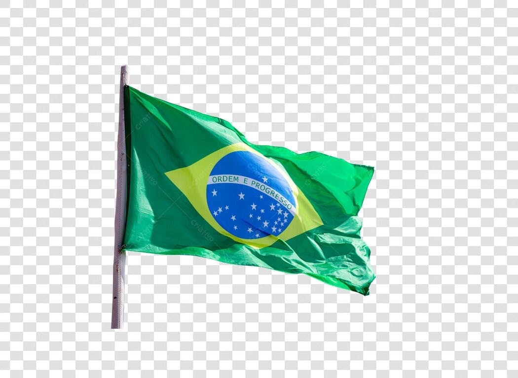 Bandeira do Brasil tremulando Verde Amarelo Azul PNG com fundo transparente