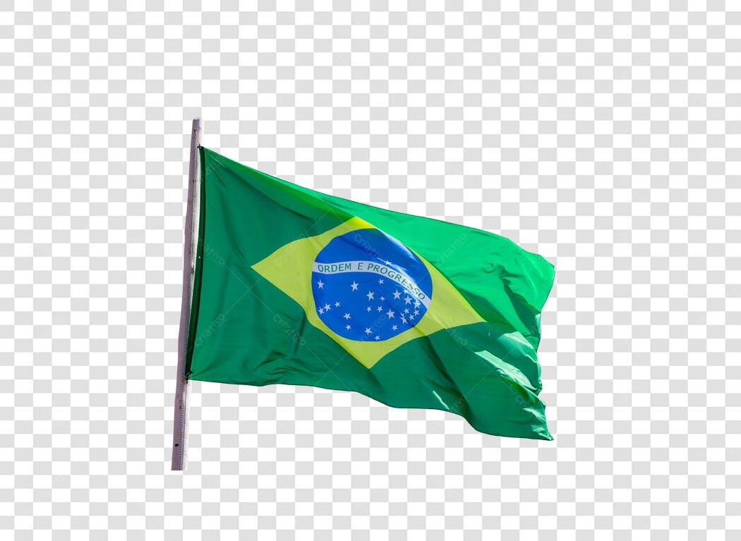 Bandeira do Brasil tremulando Verde Amarelo Azul PNG com fundo transparente