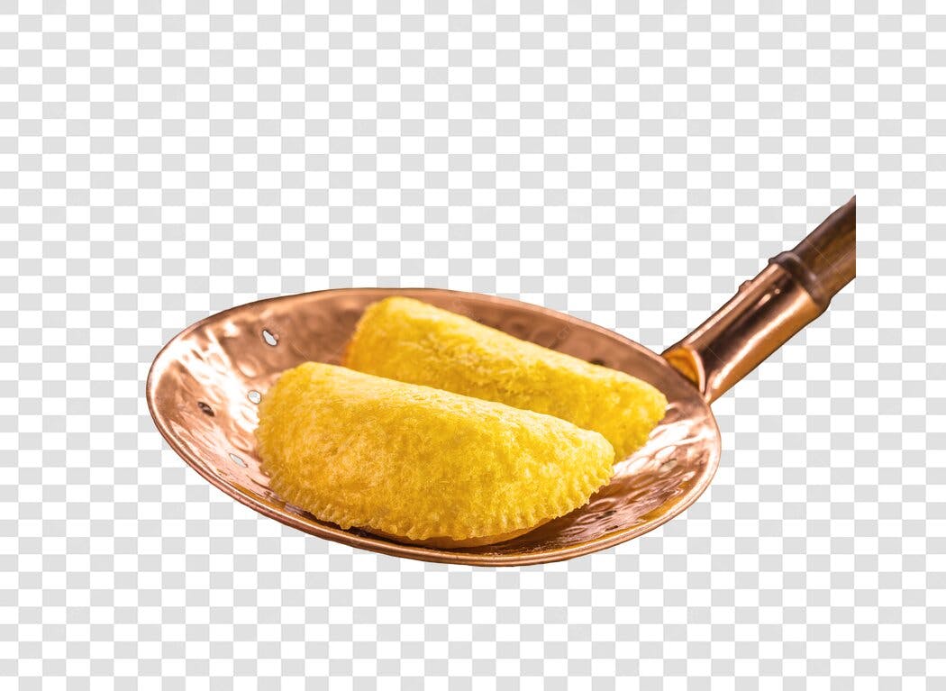 Salgado Frito Dourado na Concha de Cobre PNG com fundo transparente