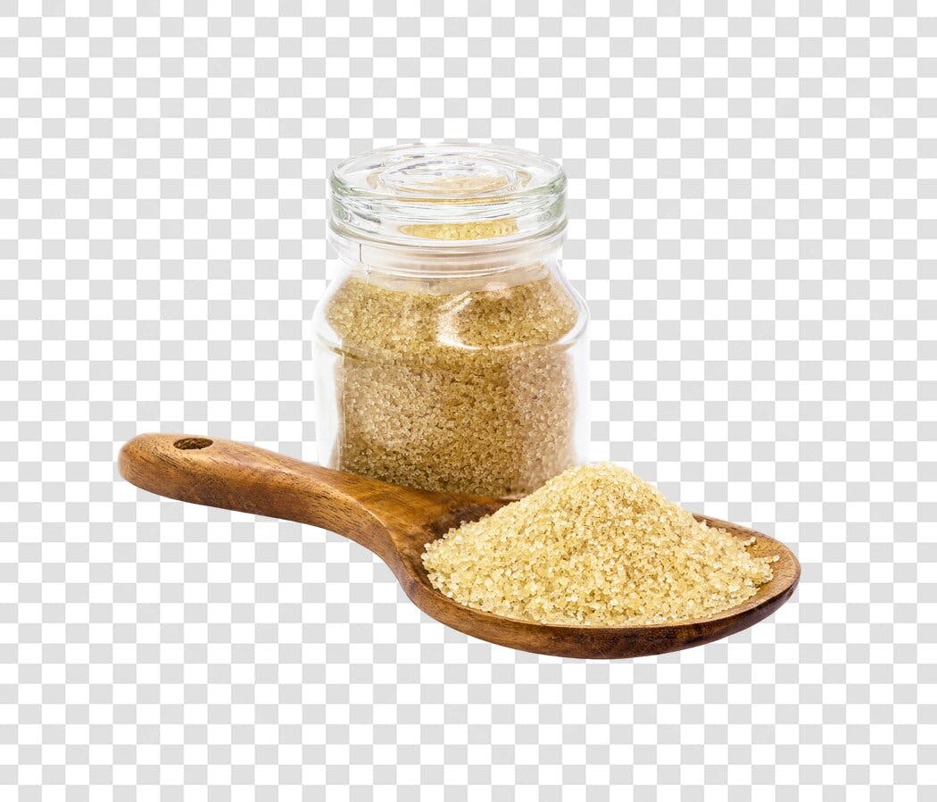 Imagem de Açúcar Mascavo Colher e Pote PNG com fundo transparente