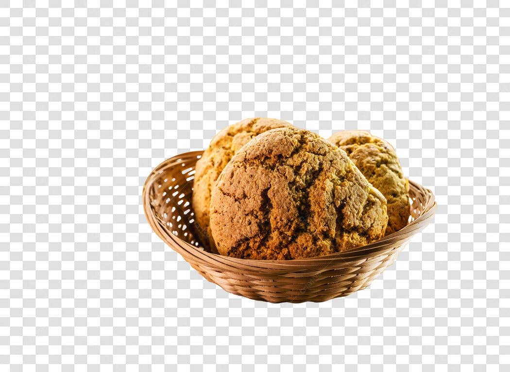 Foto de Biscoitos Rústicos na Cesta de Vime PNG com fundo transparente