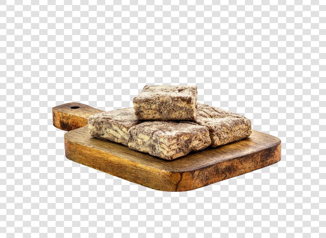 Doce de Chocolate com Biscoito na Tábua de Madeira PNG com fundo transparente