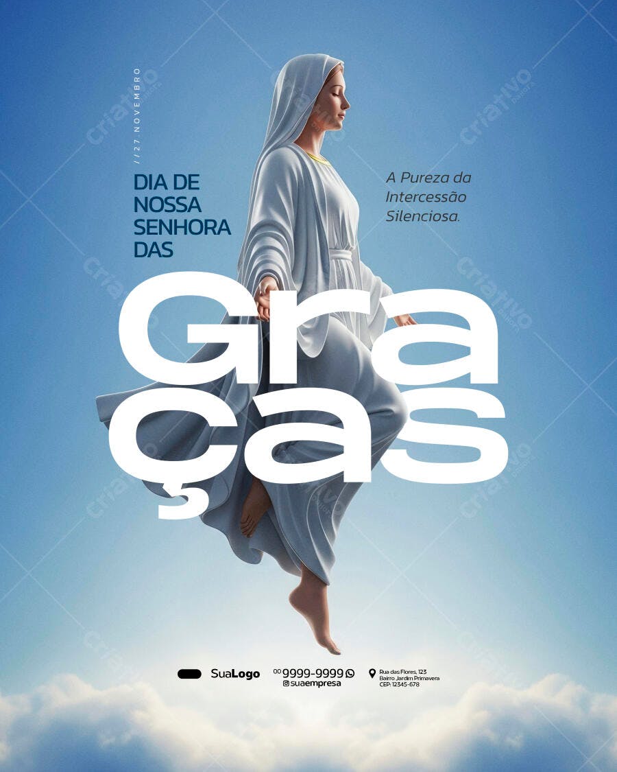 Flyer Dia de Nossa Senhora das Graças 27 Novembro PSD Editável