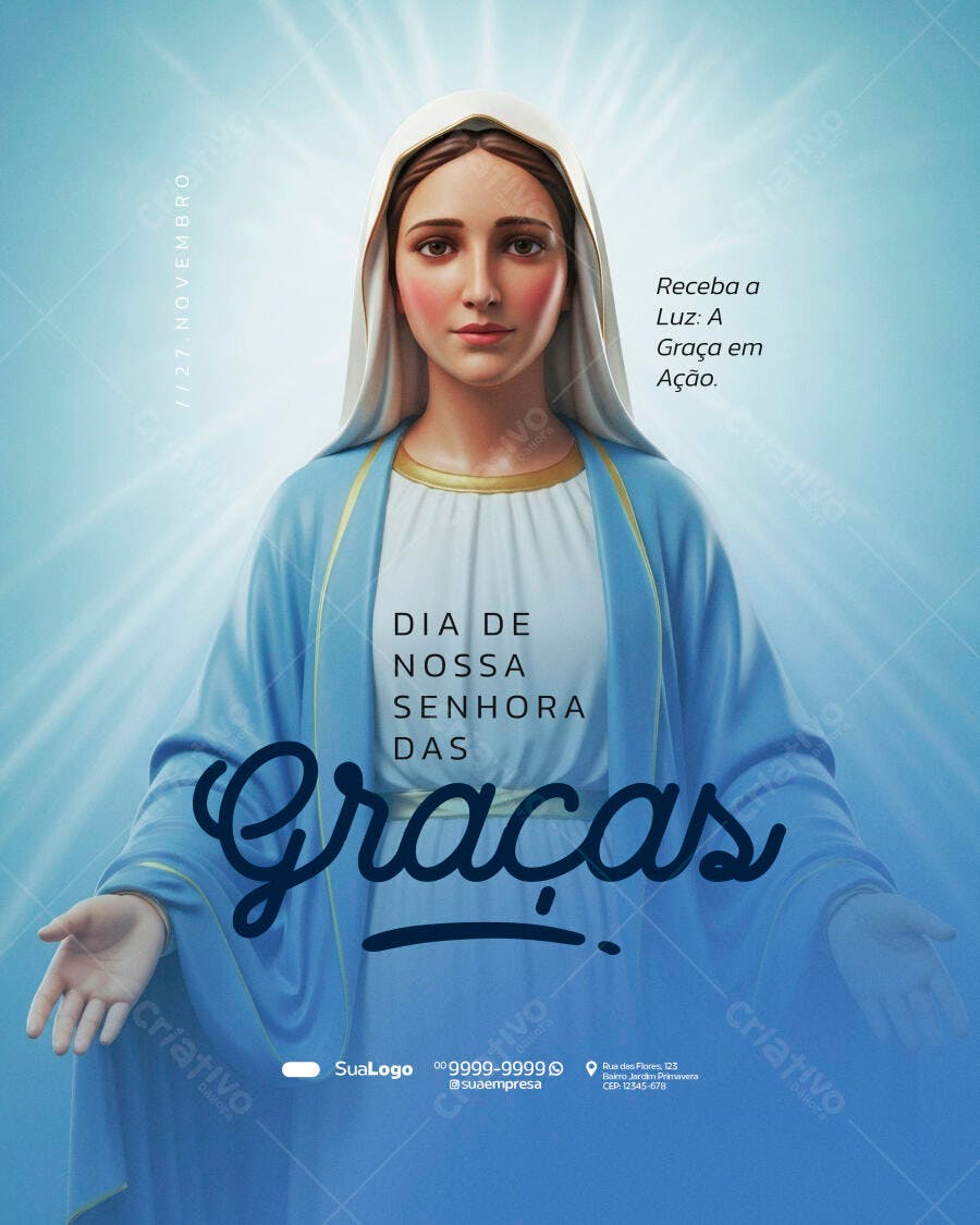 Flyer Dia de Nossa Senhora das Graças PSD Editável