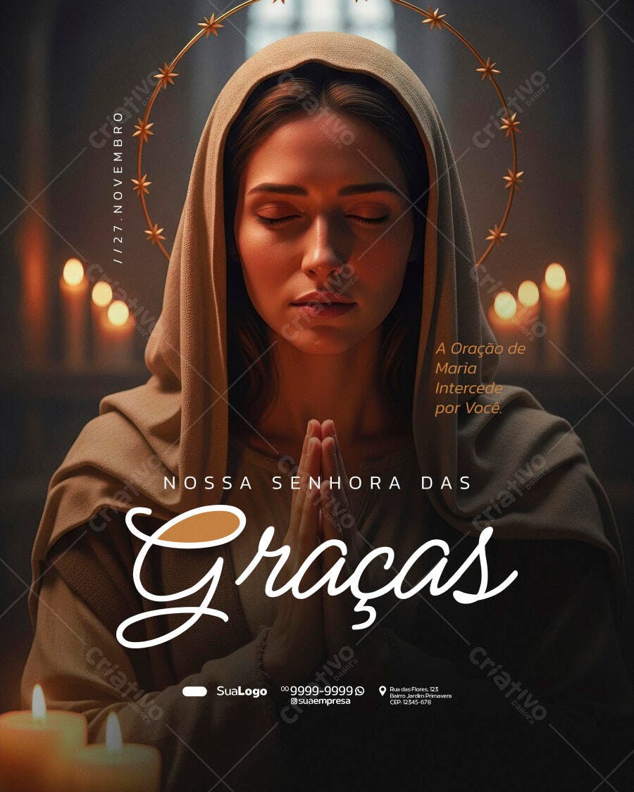 Flyer para Nossa Senhora das Graças 27 de Novembro PSD Editável