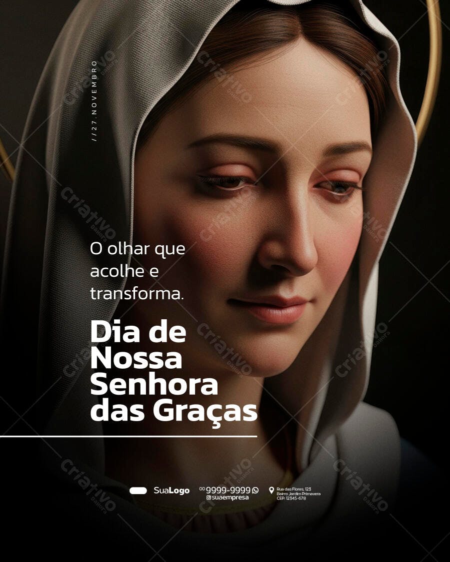 Flyer para Dia de Nossa Senhora das Graças PSD Editável