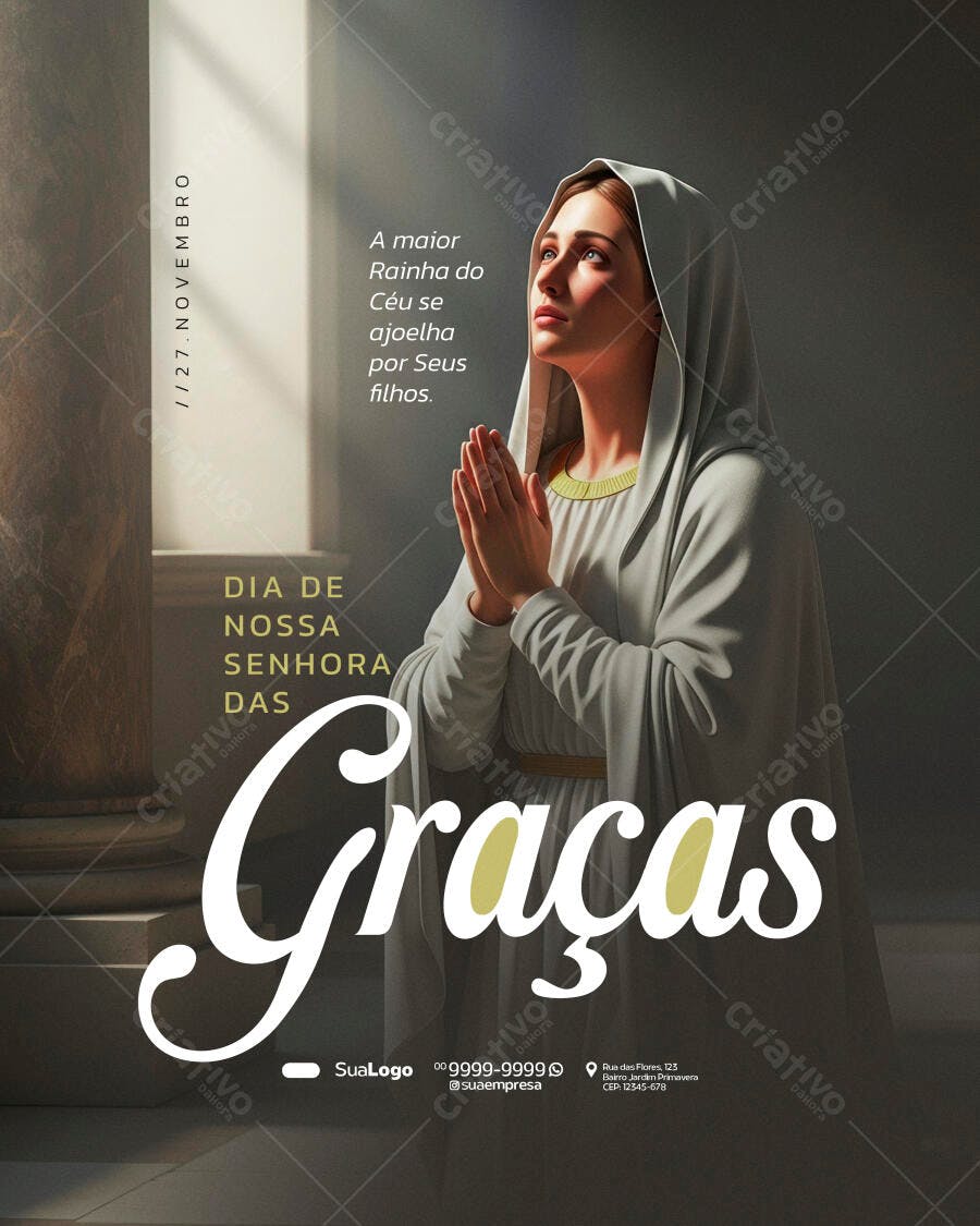 Flyer Dia de Nossa Senhora das Graças PSD Editável
