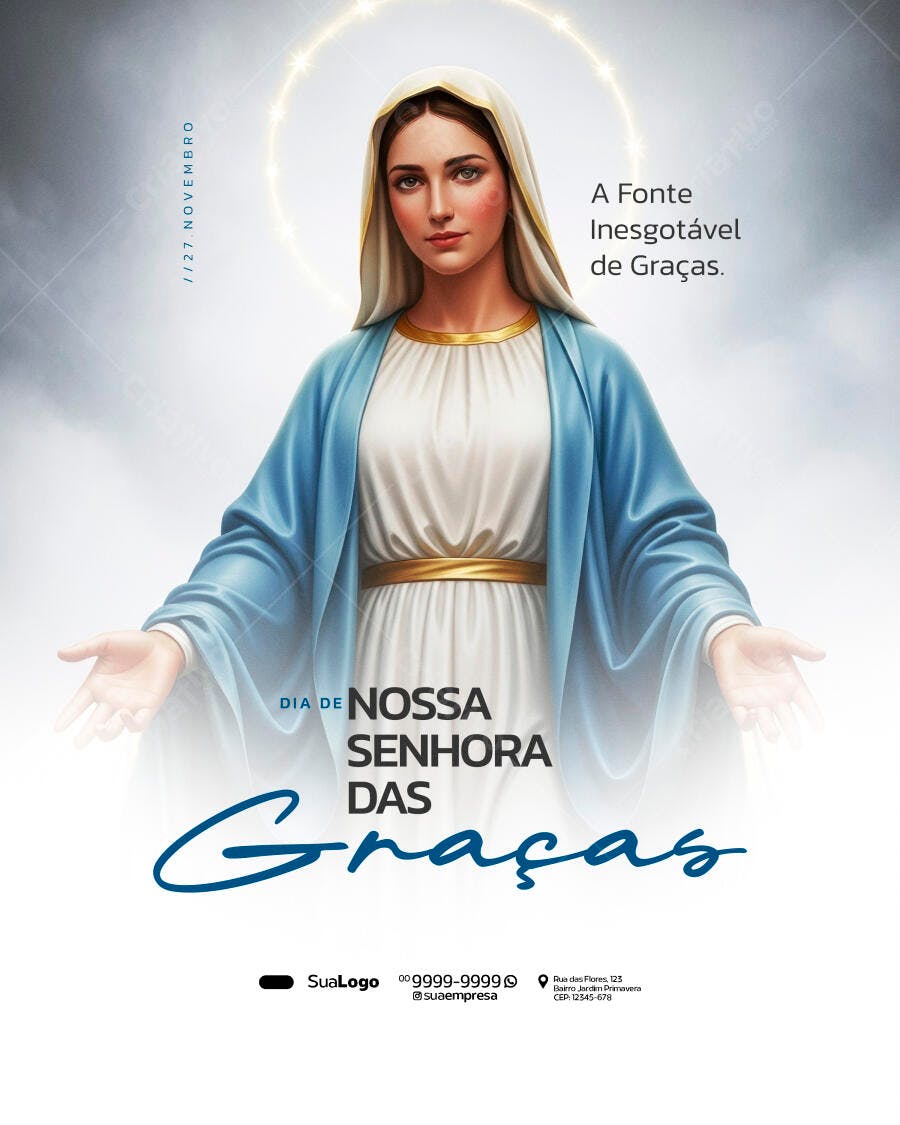 Flyer Dia de Nossa Senhora das Graças Psd Editável