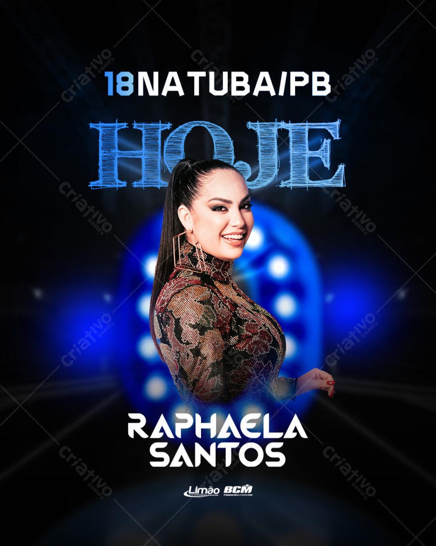 Flyer para Show de Raphaela Santos HOJE Natuba PB Psd Editável