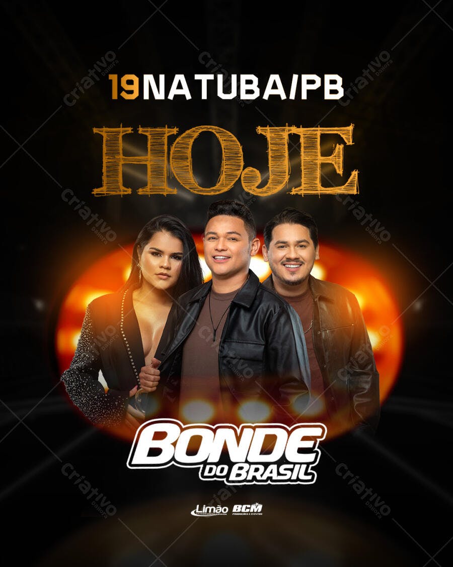 Flyer de Show Forró Bonde do Brasil Natuba PB PSD Editável