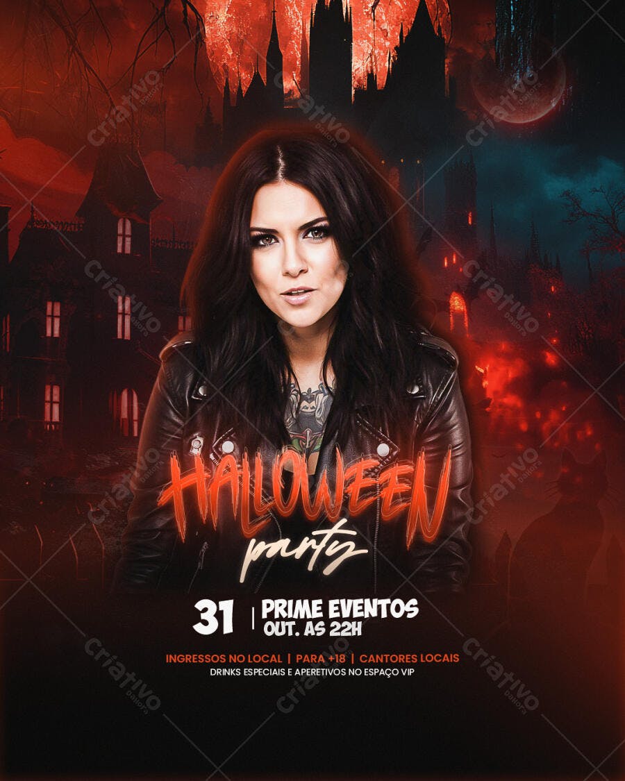 Flyer Festa Halloween Prime Eventos 31 Outubro PSD Editável