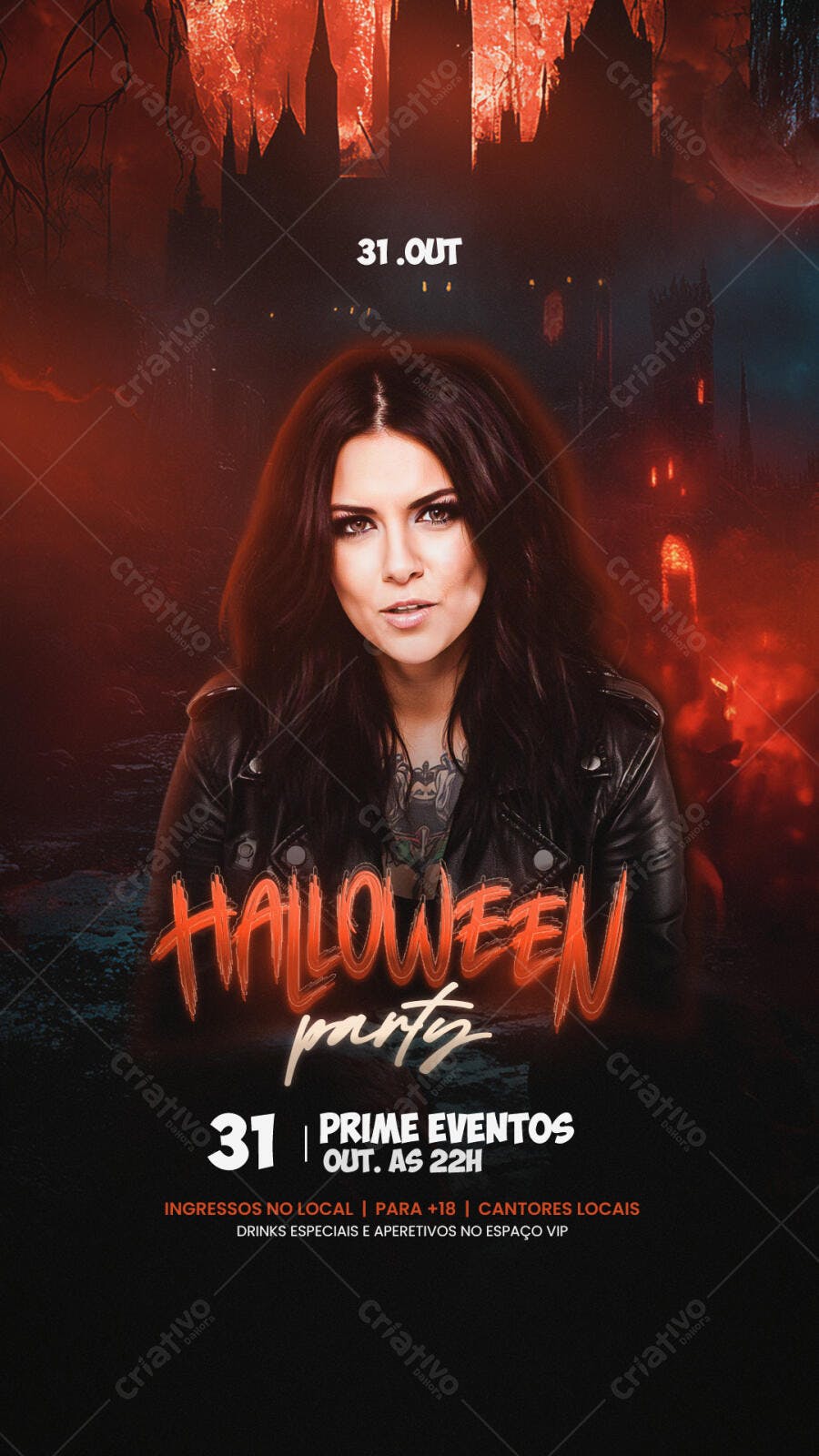 Flyer Festa Halloween Gótica para 31 de Outubro PSD Editável