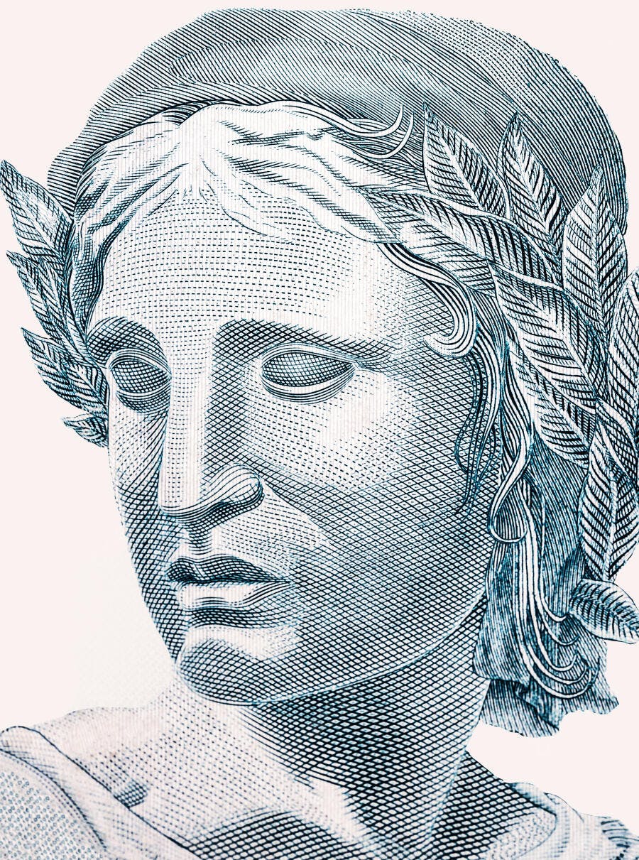 Efígie da República Brasileira figura feminina em gravura azul e branca