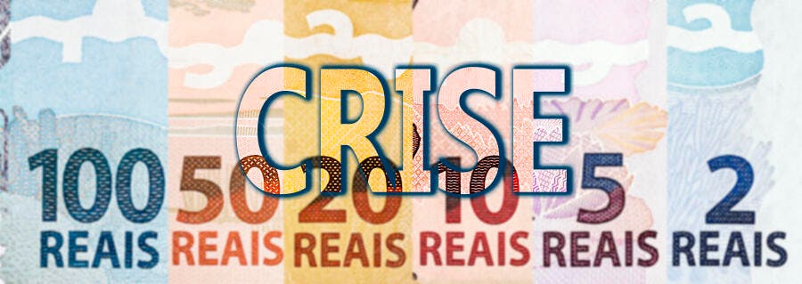 Crise econômica em notas de Real brasileiro coloridas