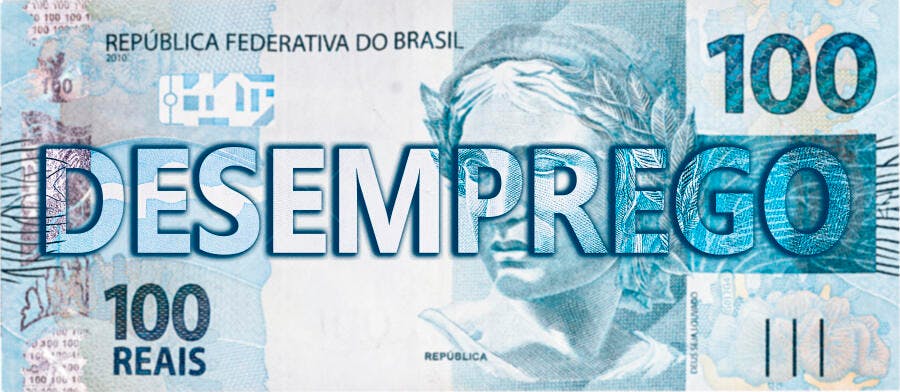 Desemprego em nota de 100 Reais brasileira azul e branca imagem conceitual