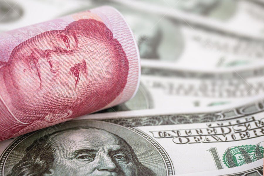 Yuan e Dólar moedas chinesa e americana em finanças globais