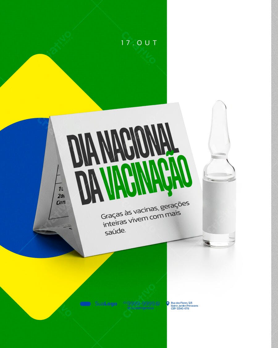 Flyer Dia Nacional Vacinação 17 Outubro Psd Editável