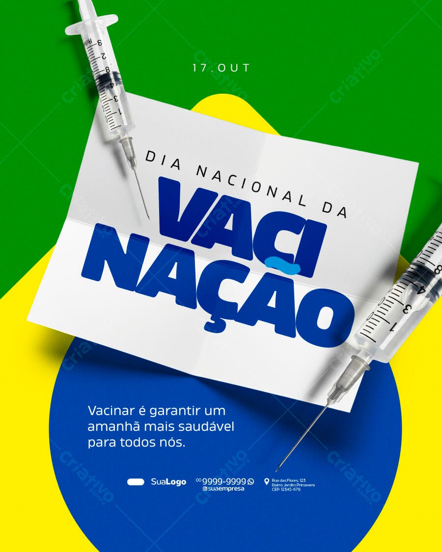 Flyer Dia Nacional da Vacinação 17 Outubro Psd Editável