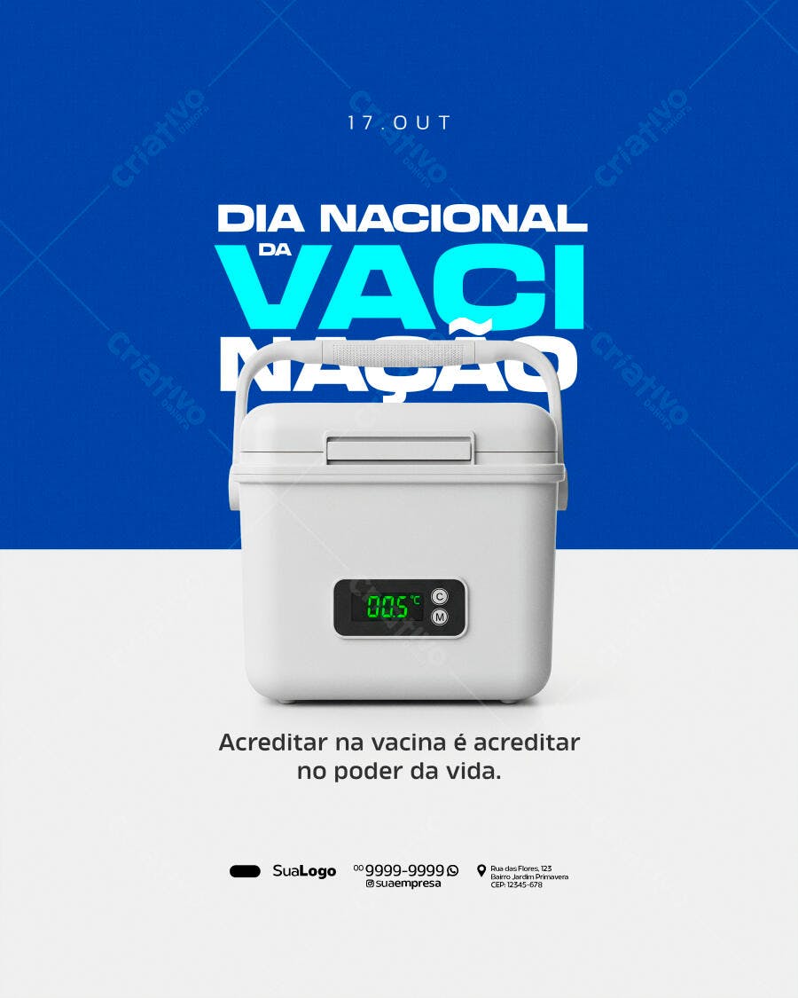 Flyer Dia Nacional da Vacinação Conscientização Saúde PSD Editável