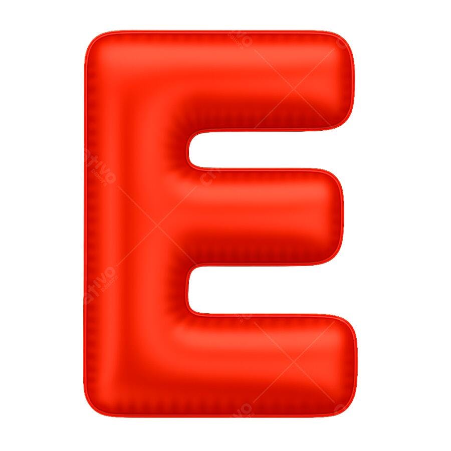 Letra E Alfabeto Vermelho 3D PNG com fundo transparente