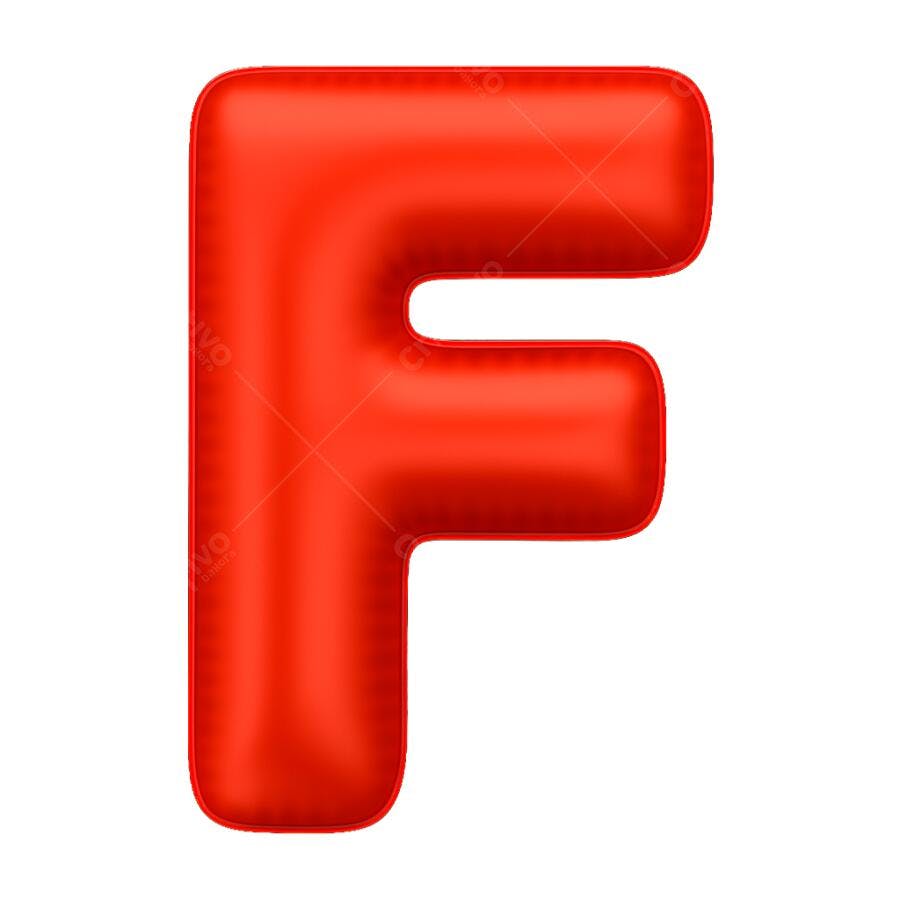 Letra F Vermelha Balão 3D para Inicial Monograma PNG com fundo transparente