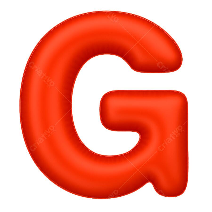 Ícone Letra G vermelha 3D inflável PNG com fundo transparente