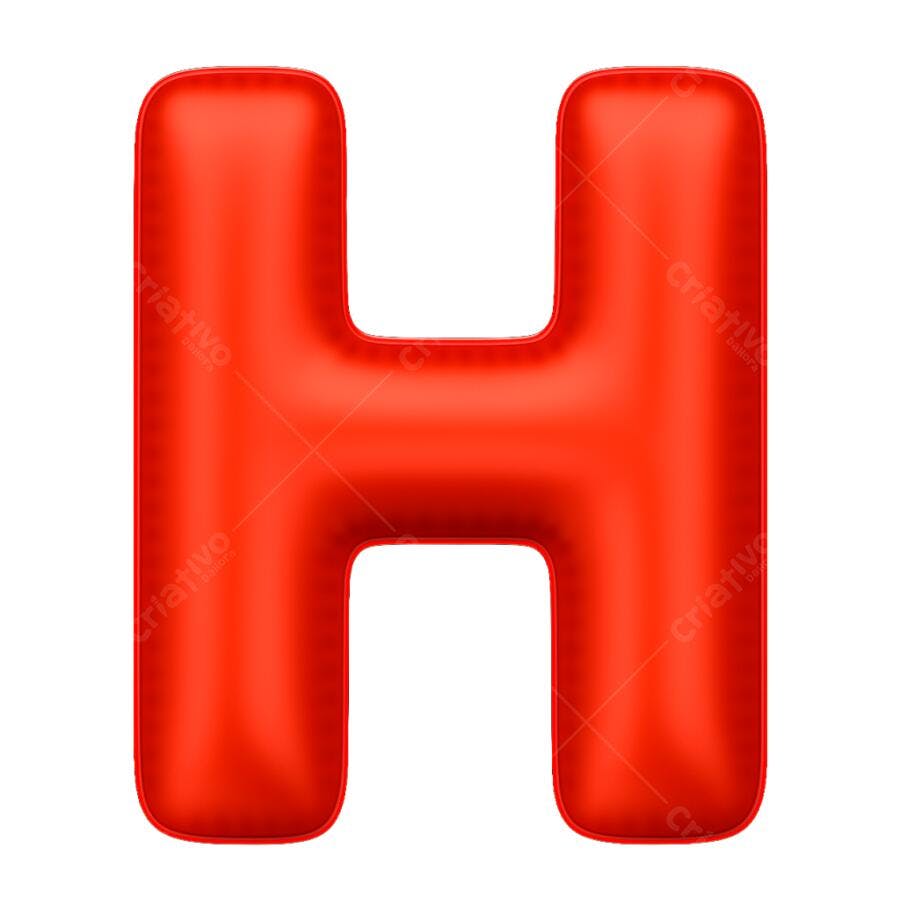 Letra H Vermelha 3D Balão PNG com fundo transparente para design gráfico