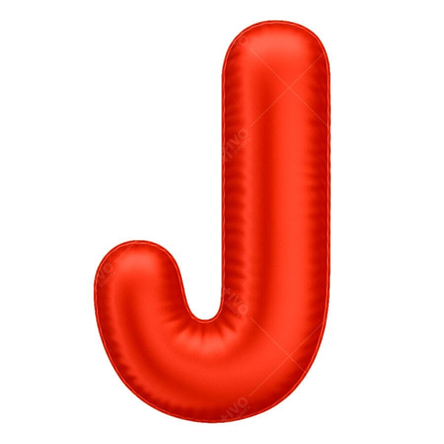 Letra Balão 3D J Vermelho para Celebração PNG com fundo transparente