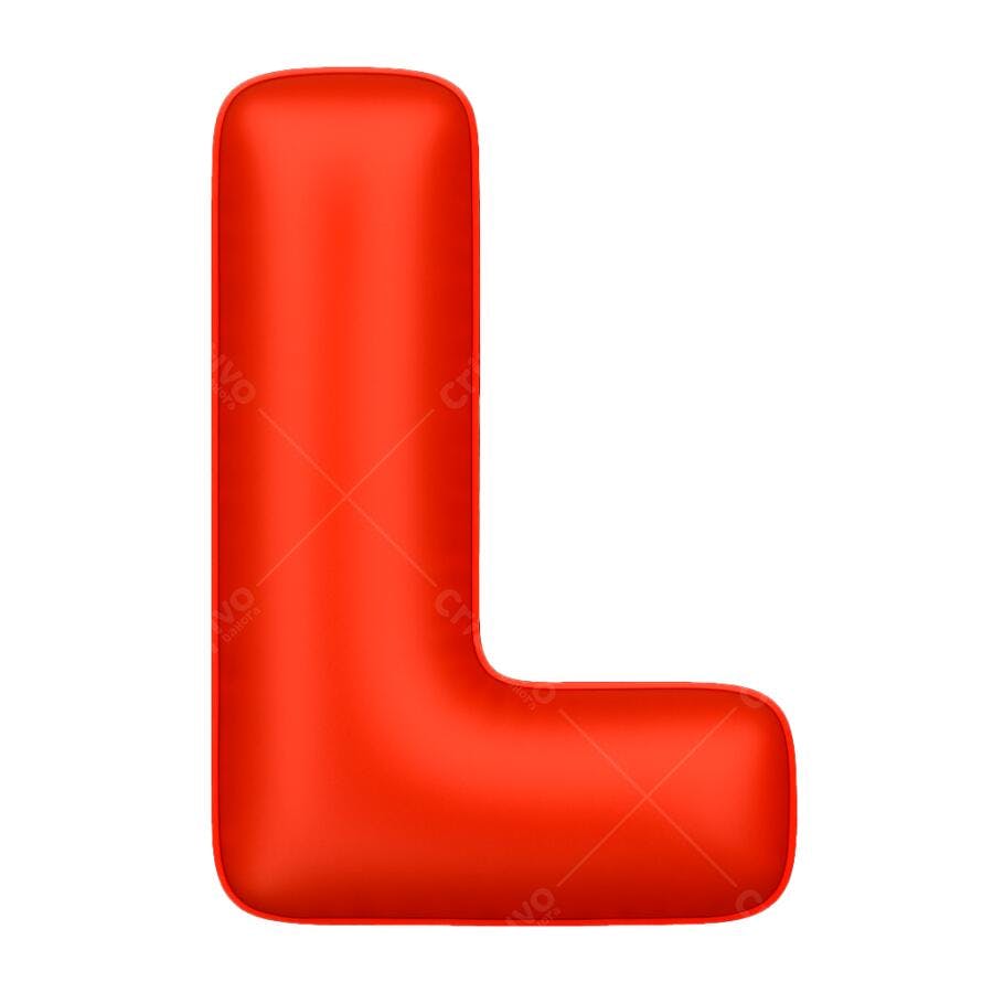 Elemento gráfico letra L balão 3D vermelho PNG com fundo transparente