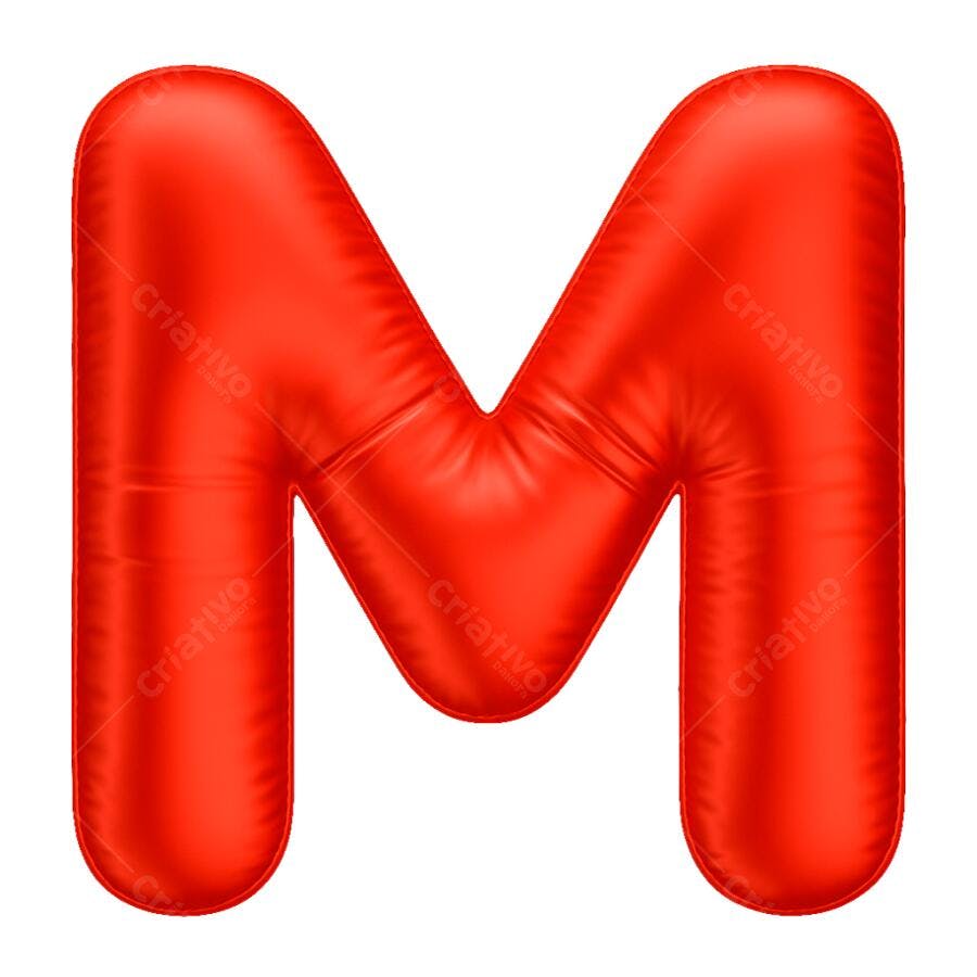 Letra M balão vermelho para festa ou design gráfico PNG com fundo transparente