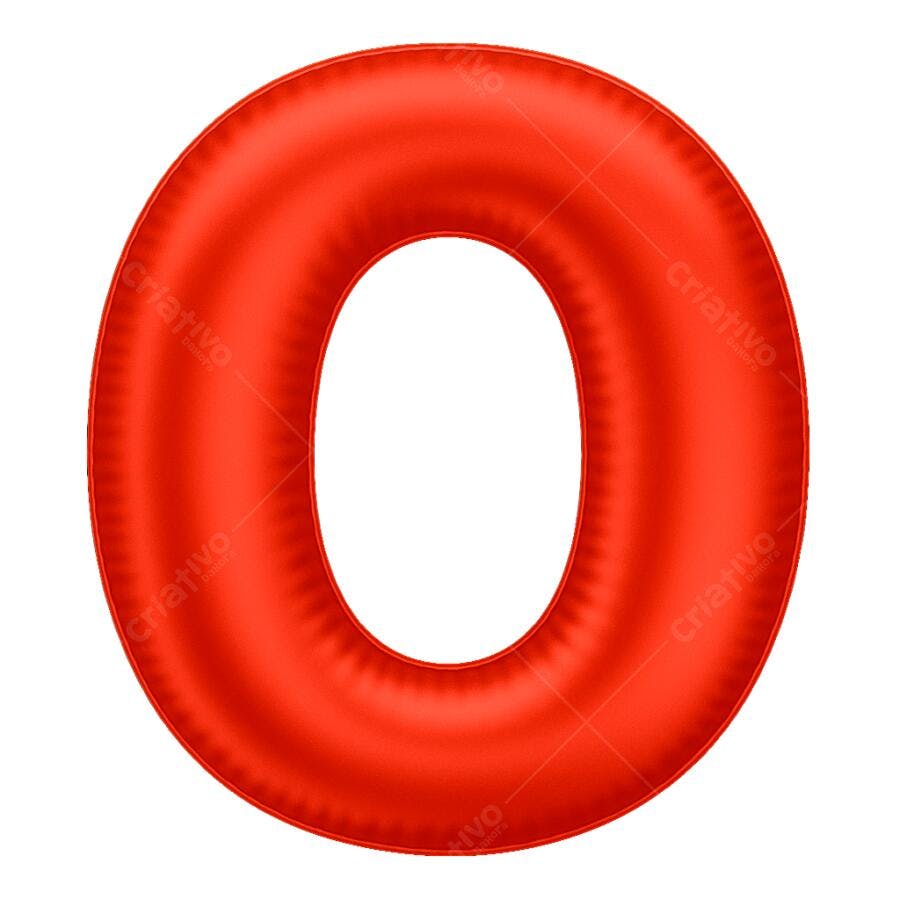 Número zero vermelho balão 3D para eventos e promoções PNG com fundo transparente