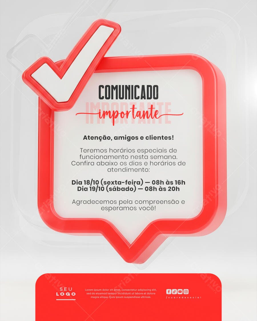 Flyer Comunicado Importante Psd Editável