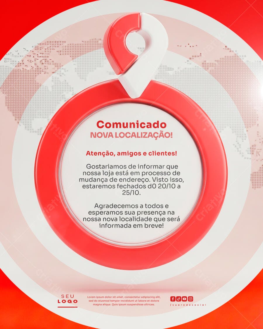 Flyer Comunicado Nova Loja Mudança de Endereço Psd Editável