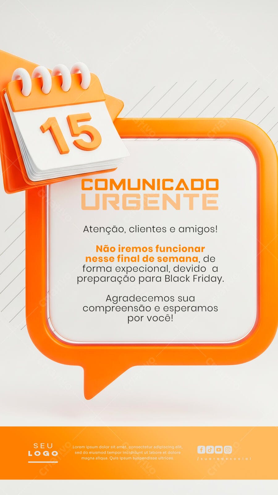 Post de Comunicado para Black Friday PSD Editável