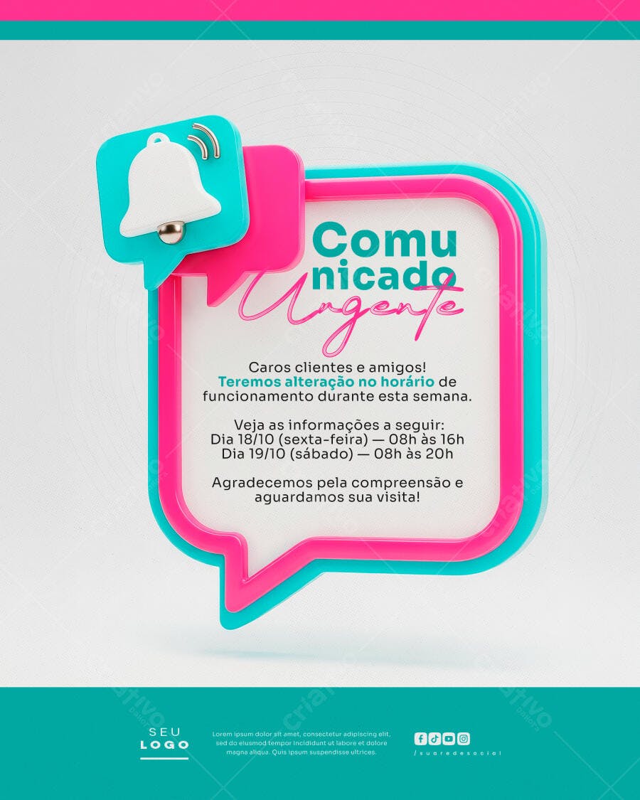 Post Redes Sociais para Comunicado Urgente PSD Editável